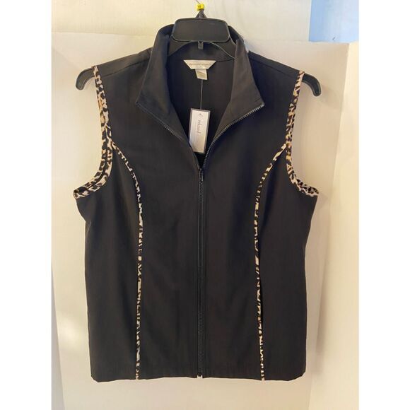 New Christopher banks zipper vest animal print large $40 - Picture 1 of 14